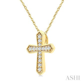 .15CTRD DM PETITE CROSS PD YG 10K-G+CH*